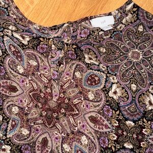 J.JILL Keyhole Front Paisley Blouse Medium purple/brown size 2X
